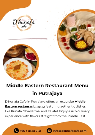 Middle Eastern Restaurant Menu in Putrajaya