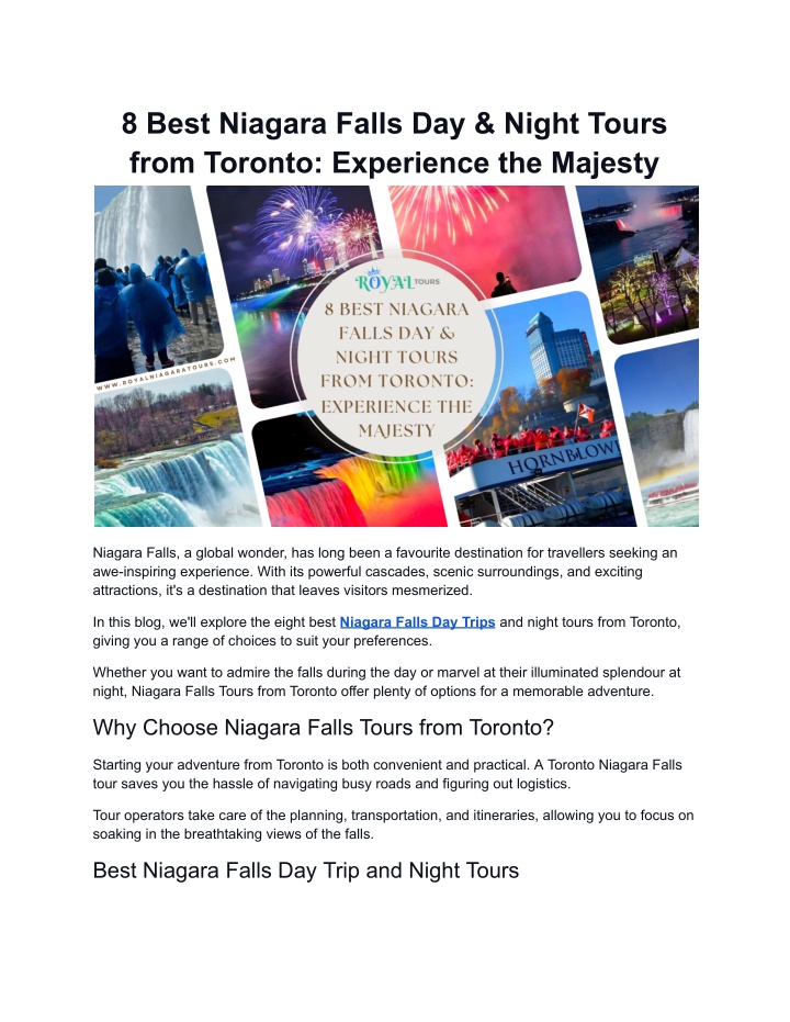 8 best niagara falls day night tours from toronto