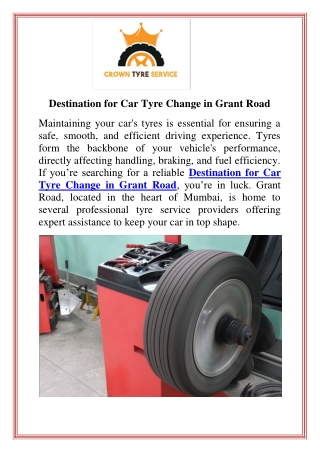 Destination for Car Tyre Change in Grant Road