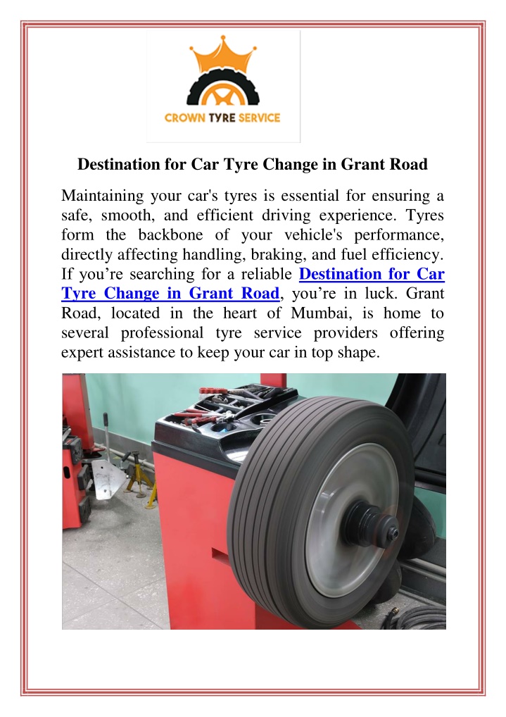 destination for car tyre change in grant road