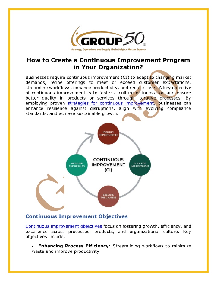 how to create a continuous improvement program