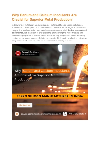 Why Barium and Calcium Inoculants Are Crucial for Superior Metal Production
