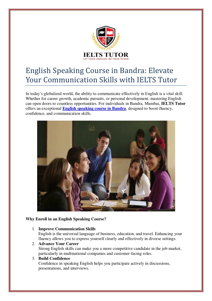 english speaking course in bandra elevate your