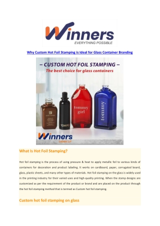 Why Custom Hot Foil Stamping is Ideal for Glass Container Branding