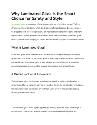 Why Laminated Glass is the Smart Choice for Safety and Style