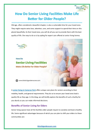 How Do Senior Living Facilities Make Life Better for Older People