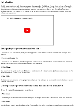 “Guide pratique pour choisir une caisse bois adaptée à chaque vin.”
