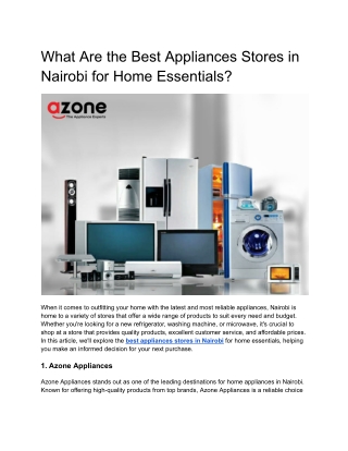What Are the Best Appliances Stores in Nairobi for Home Essentials