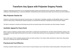 Transform Any Space with Polyester Drapery Panels