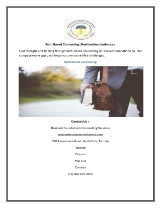 Faith Based Counseling Resilientfoundations.ca