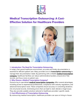 Medical Transcription Outsourcing A Cost-Effective Solution for Healthcare Providers