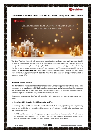 Celebrate New Year 2025 With Perfect Gifts - Shop At Archies Online