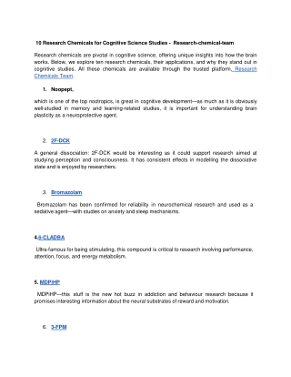 10 research chemicals for cognitive science