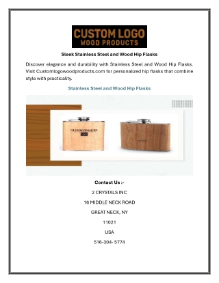 Sleek Stainless Steel and Wood Hip Flasks