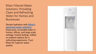 Rilian Filtered Water Solutions Providing Clean and Refreshing Water for Homes and Businesses