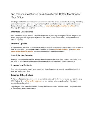 top reasons to choose an automatic tea coffee