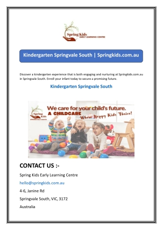 Kindergarten Springvale South  Springkids.com