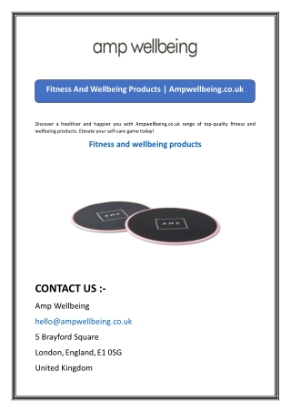 Fitness And Wellbeing Products  Ampwellbeing.co.uk