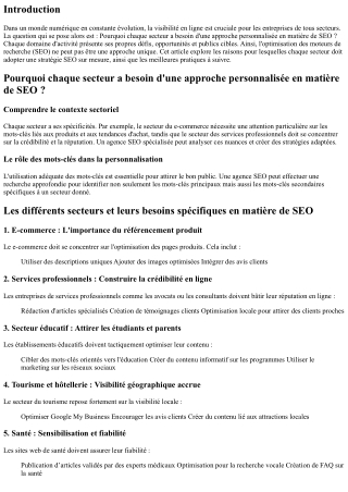 Pourquoi chaque secteur a besoin d'une approche personnalisée en matière de seo