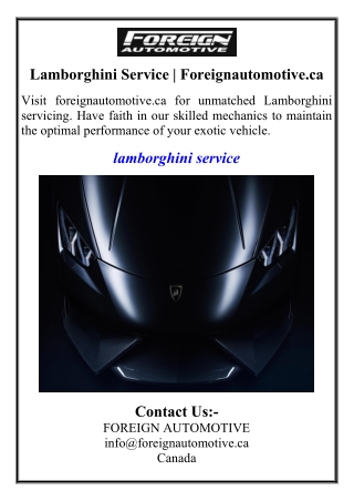 lamborghini service foreignautomotive ca