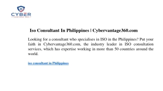 iso consultant in philippines cybervantage360 com
