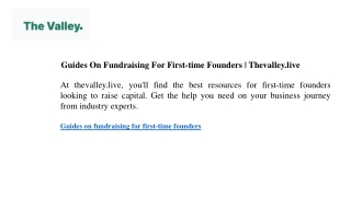 Guides On Fundraising For First-time Founders Thevalley.live