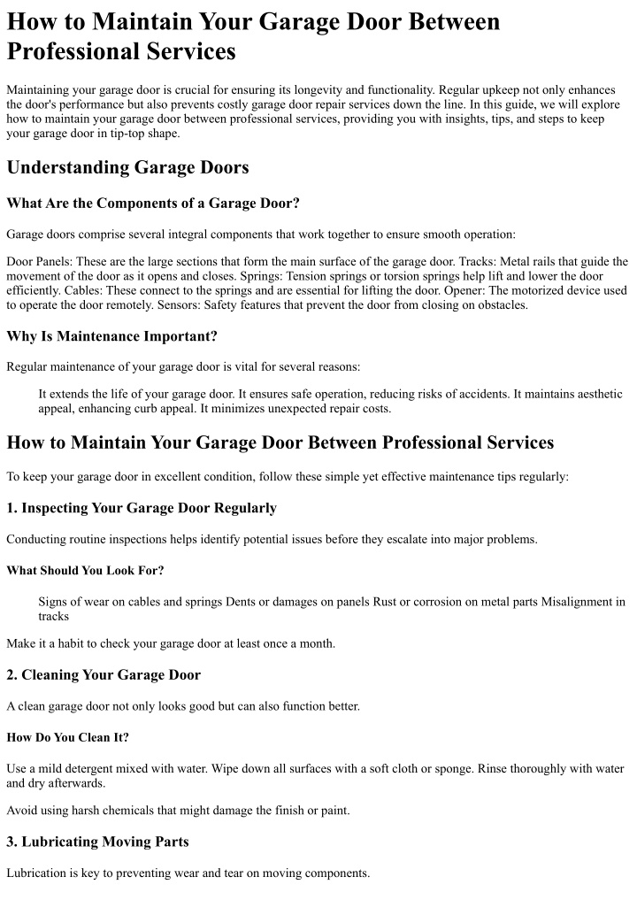 how to maintain your garage door between