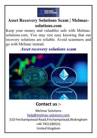 Asset Recovery Solutions Scam  Melmac-solutions.com