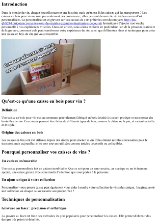 Personnalisation et gravure sur vos caisses de vins préférées