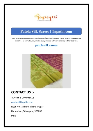 Patola Silk Sarees  Tapathi