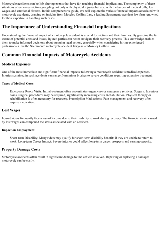 Understanding the Financial Impact of a Motorcycle Accident: A Guide by Moseley