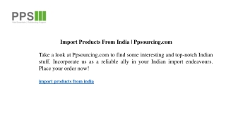 import products from india ppsourcing com