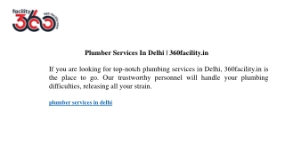 plumber services in delhi 360facility in