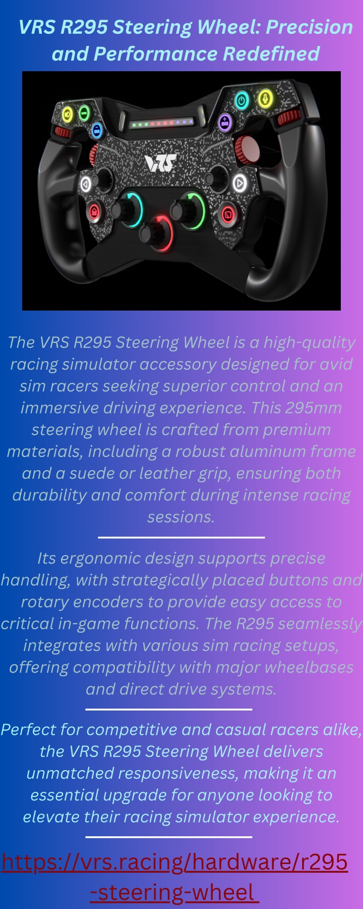 vrs r295 steering wheel precision and performance