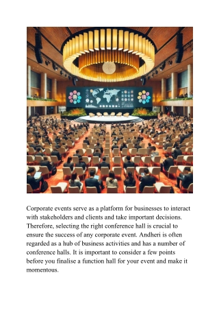 How to Pick the Best Conference Hall in Andheri East for Your Event