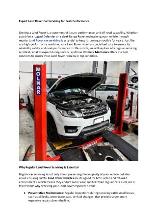 Expert Land Rover Car Servicing for Peak Performance