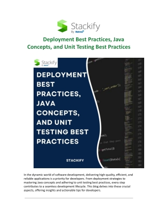 Deployment Best Practices, Java Concepts, and Unit Testing Best Practices.docx