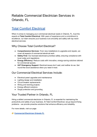 Reliable Commercial Electrician Services in Orlando, FL