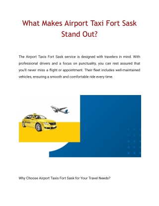 What Makes Airport Taxi Fort Sask Stand Out