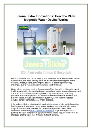 Discover the Revolutionary INJK Magnetic Water Device by Jeena Sikho