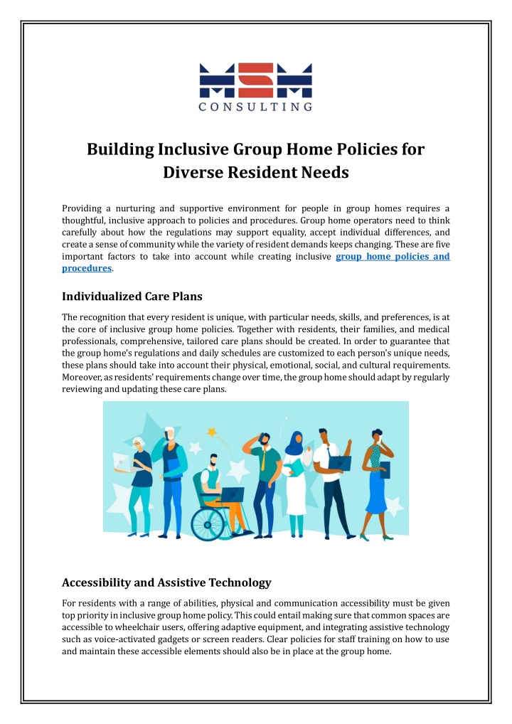 building inclusive group home policies