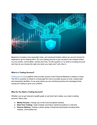 Forex, Indices, or Stocks? Choose the Right Trading Account Today