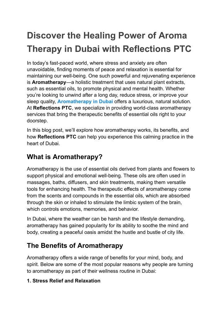 discover the healing power of aroma therapy