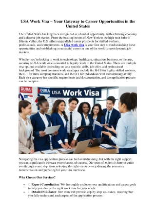 usa work visa your gateway to career