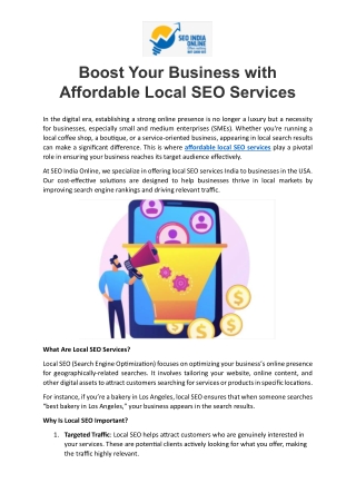 Boost Your Business with Affordable Local SEO Services