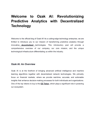 welcome predictive analytics with decentralized