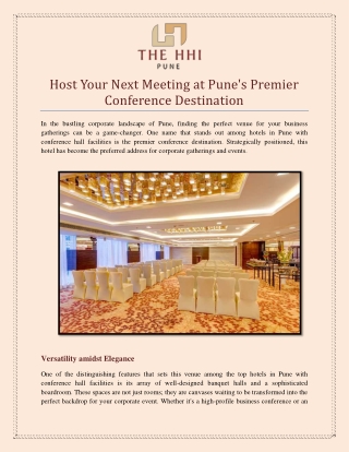 Host Your Next Meeting at Pune's Premier Conference Destination