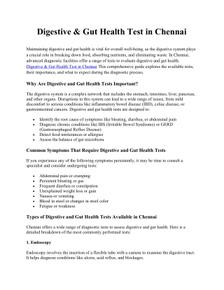 Digestive & Gut Health Test in Chennai