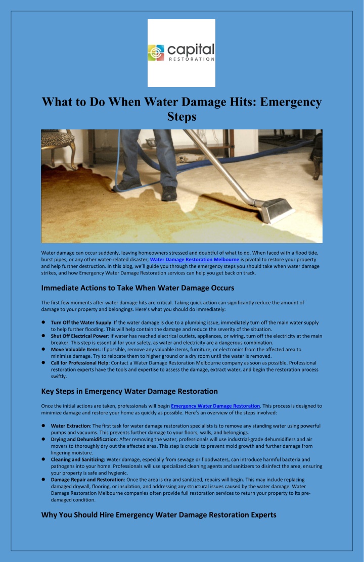 what to do when water damage hits emergency steps