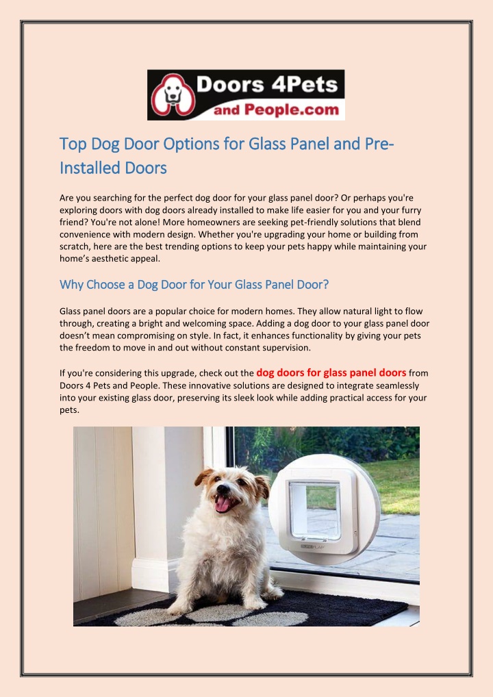 top dog door options for glass panel